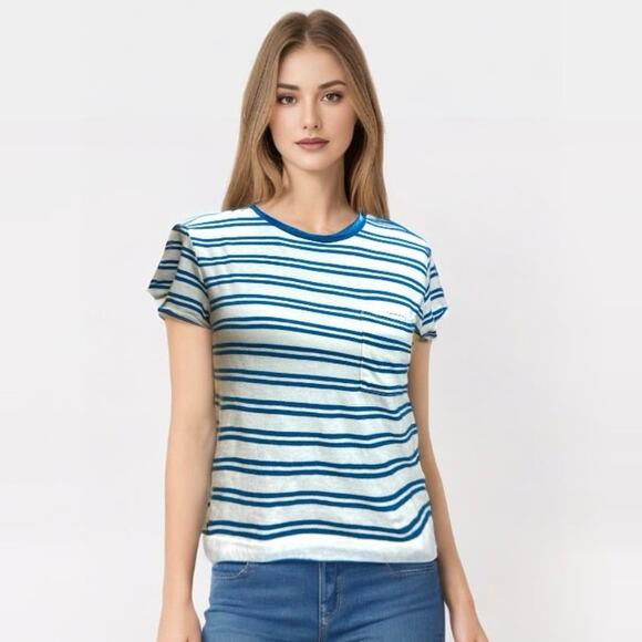 Bongo Striped Ringer Tee Crop Top NWOT - Picture 1 of 7
